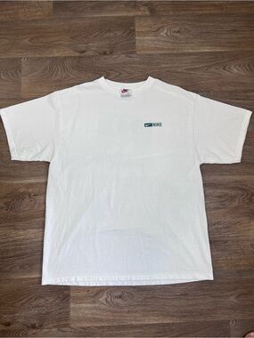 Vintage #90s Nike White Short Sleeve Tee with Small Forest Green Logo/A420